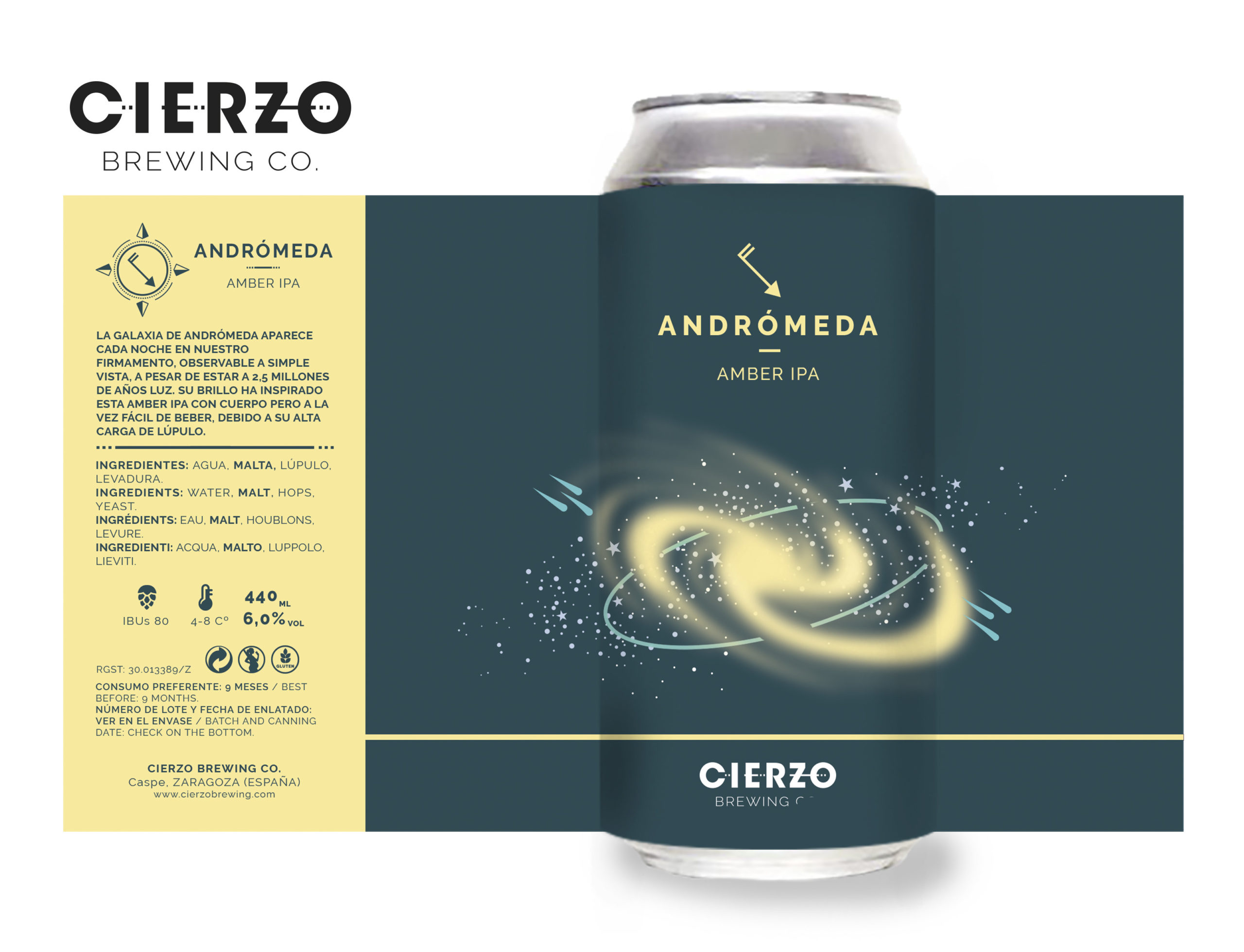 Andrómeda - Amber IPA(Pack de 12 latas) - Cierzo Brewing Co. - Cierzo Brewing