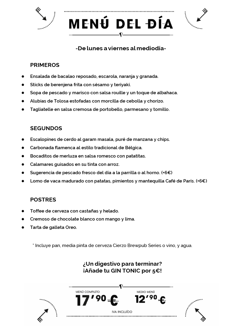 menú del día para noviembre de 2023 en nuestro restaurante de zaragoza